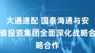 大通速配 国泰海通与安徽省投资集团全面深化战略合作